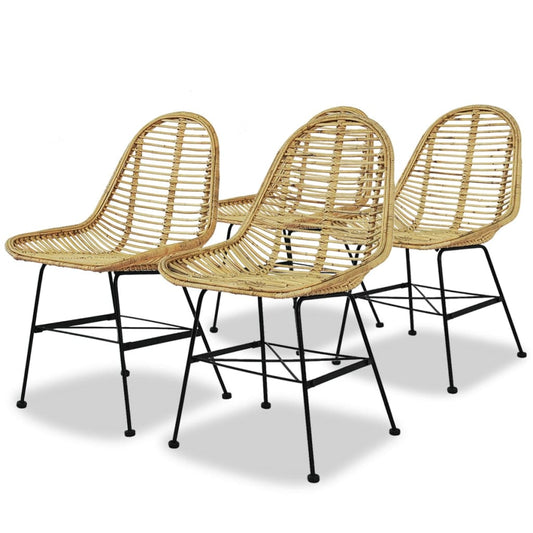 Berkfield Dining Chairs 4 pcs Natural Rattan