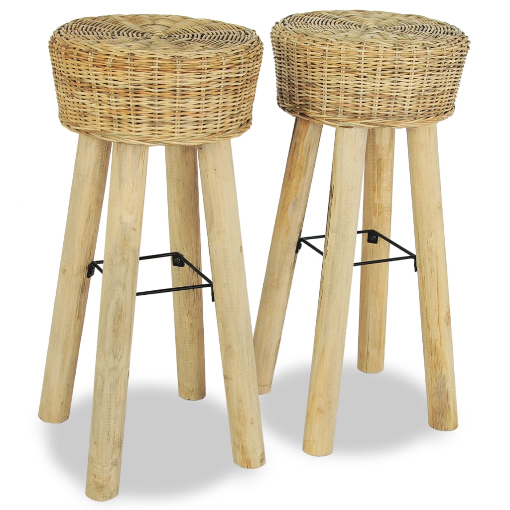 Berkfield Bar Stools 2 pcs Natural Rattan