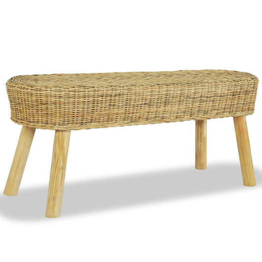Berkfield Hall Bench 110x35x45 cm Natural Rattan