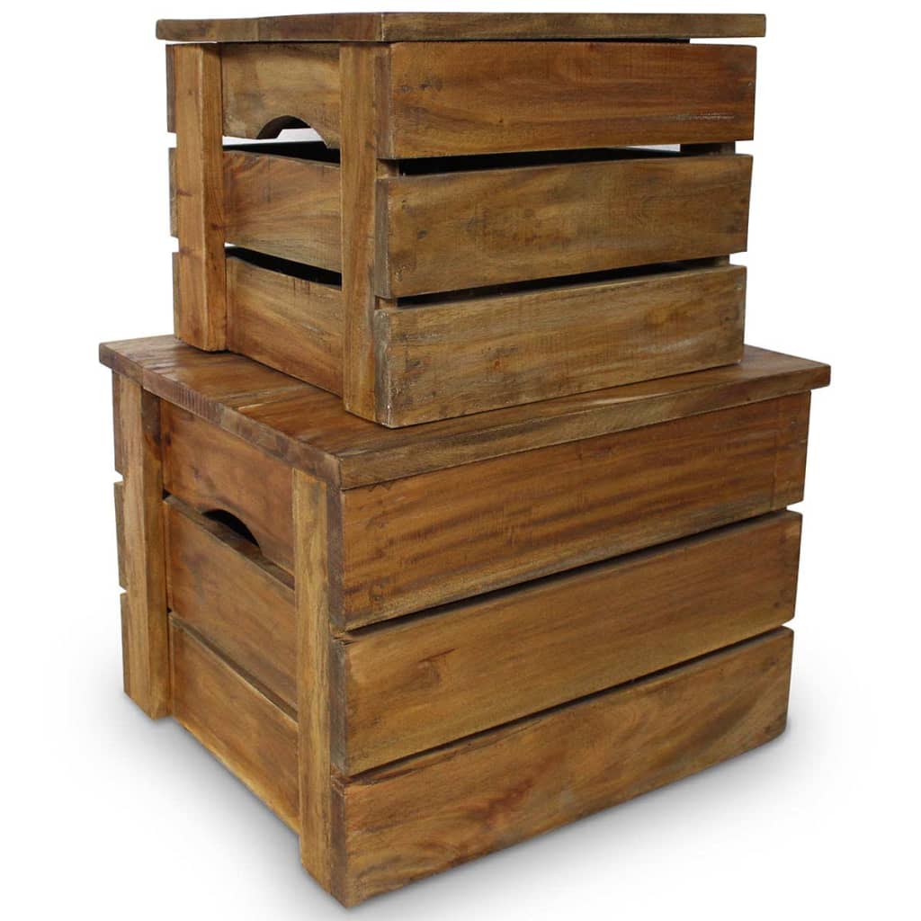 Berkfield Storage Crate Set 2 Pieces Solid Reclaimed Wood
