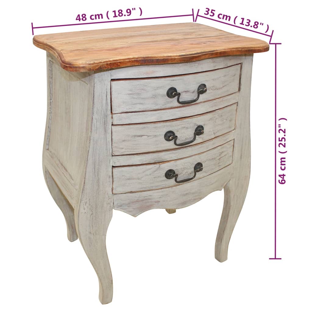 Berkfield Bedside Cabinet Solid Reclaimed Wood 48x35x64 cm