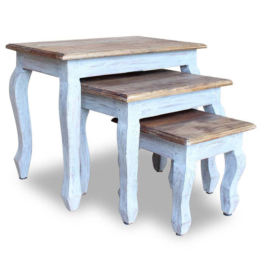 Berkfield Nesting Table Set 3 Pieces Solid Reclaimed Wood
