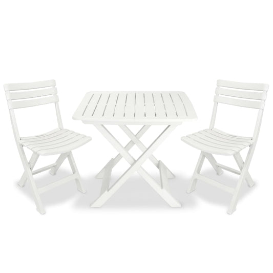 Berkfield 3 Piece Folding Bistro Set Plastic White