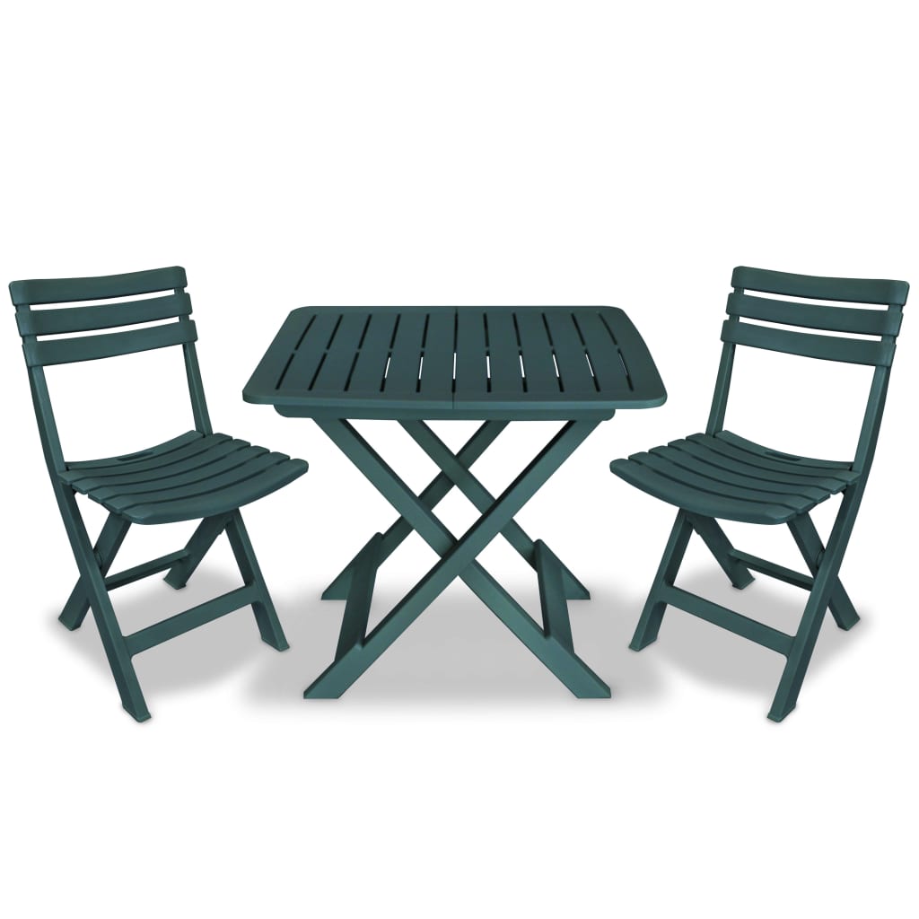 Berkfield 3 Piece Folding Bistro Set Plastic Green