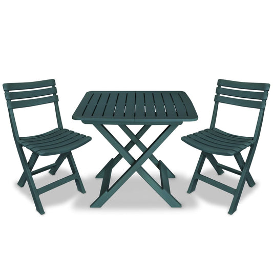 Berkfield 3 Piece Folding Bistro Set Plastic Green