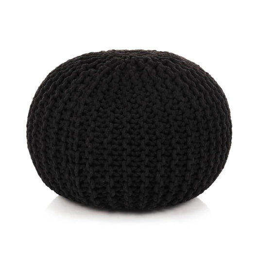 Berkfield Hand-Knitted Pouffe Cotton 50x35 cm Black