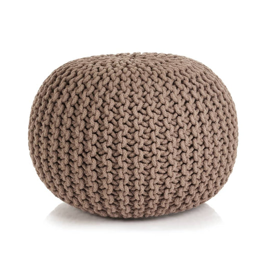 Berkfield Hand-Knitted Pouffe Cotton 50x35 cm Brown