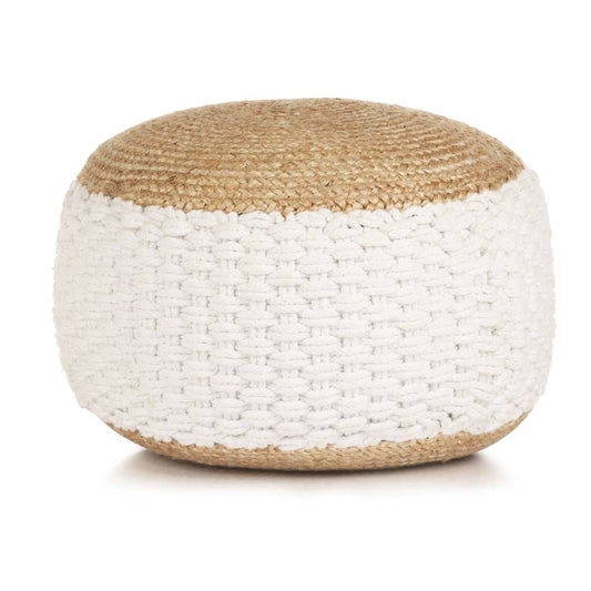 Berkfield Woven/Knitted Pouffe Jute Cotton 50x35 cm White