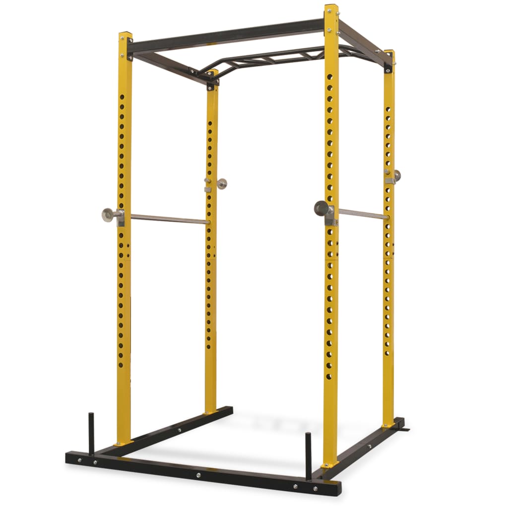 Berkfield Fitness Power Rack 140x145x214 cm Yellow and Black