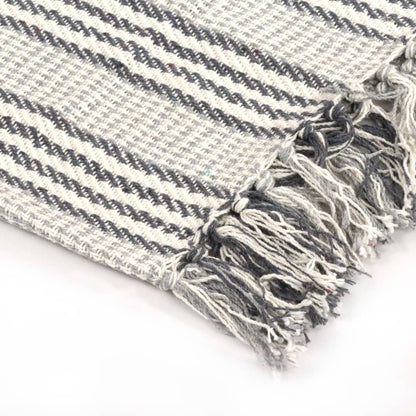 Berkfield Throw Cotton Stripes 220x250 cm Grey and White
