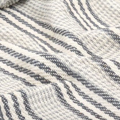 Berkfield Throw Cotton Stripes 220x250 cm Grey and White