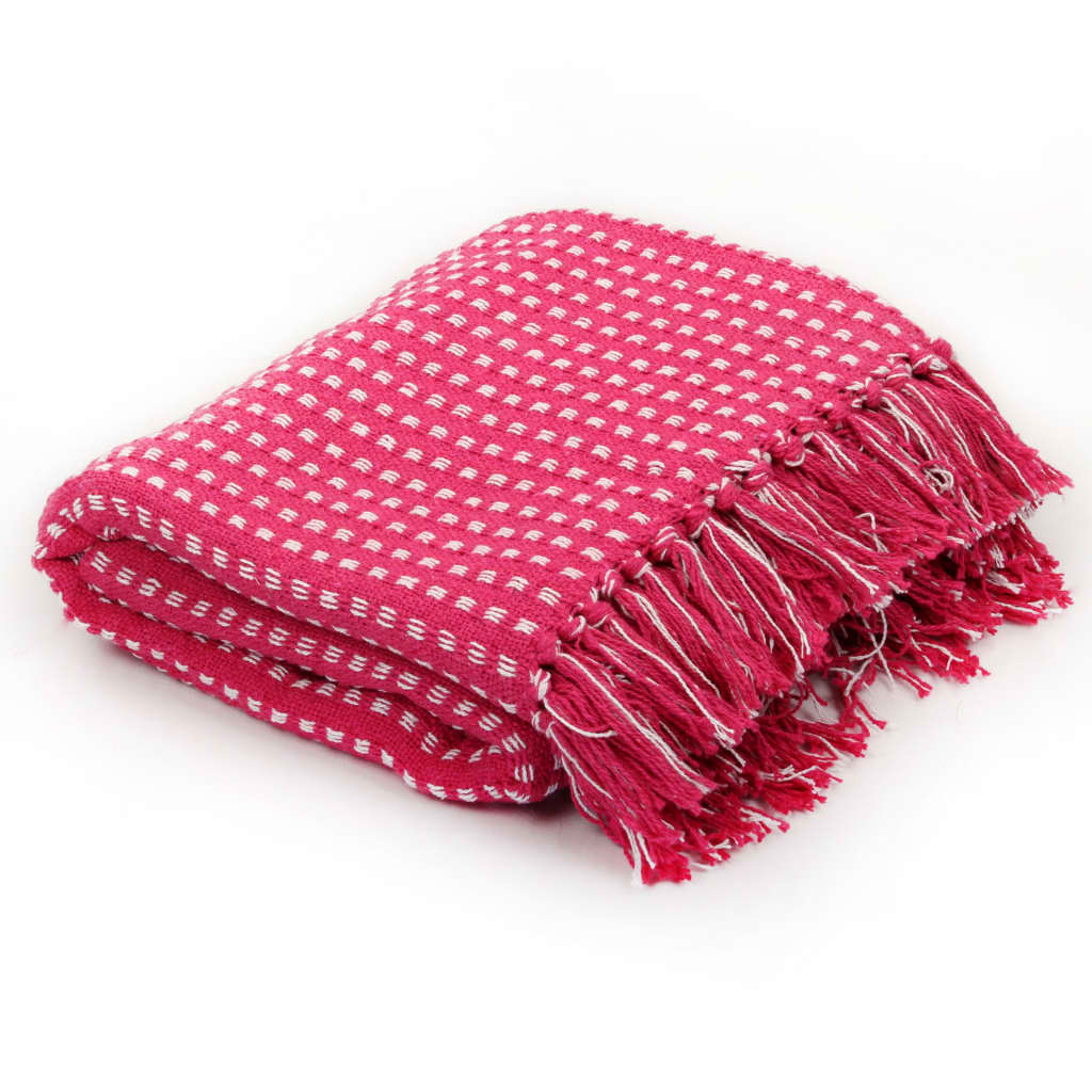 Berkfield Throw Cotton Squares 160x210 cm Pink