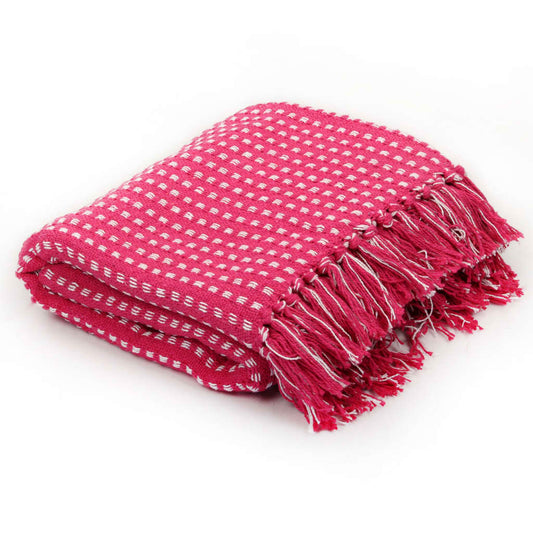Berkfield Throw Cotton Squares 160x210 cm Pink