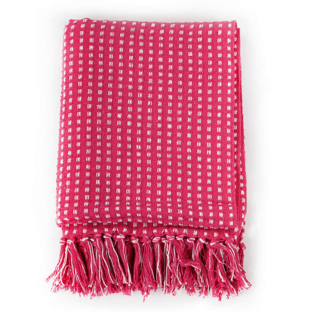 Berkfield Throw Cotton Squares 160x210 cm Pink