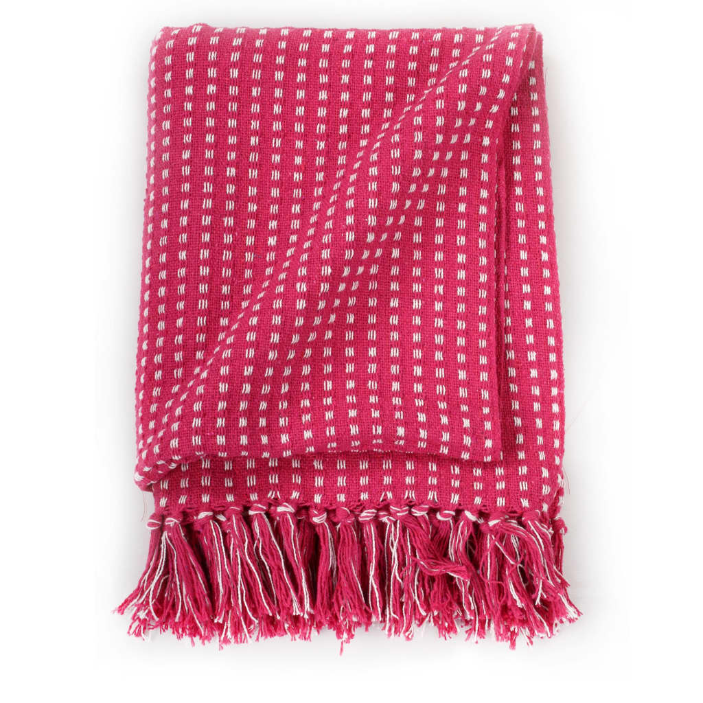 Berkfield Throw Cotton Squares 160x210 cm Pink