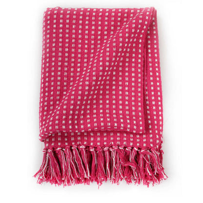 Berkfield Throw Cotton Squares 160x210 cm Pink