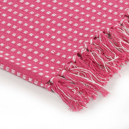 Berkfield Throw Cotton Squares 160x210 cm Pink