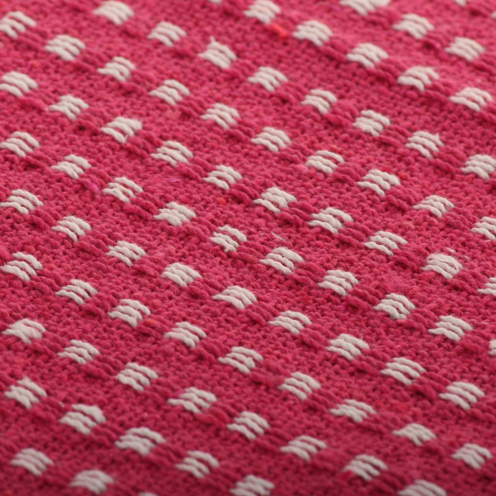Berkfield Throw Cotton Squares 160x210 cm Pink