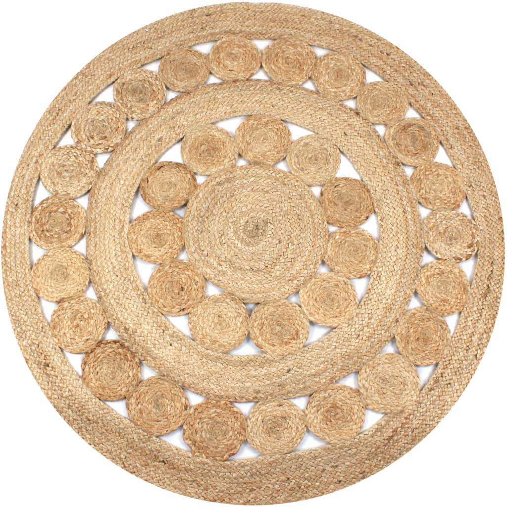 Berkfield Area Rug Braided Design Jute 150 cm Round