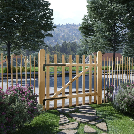 Berkfield Single Fence Gate Hazel Wood 100x90 cm