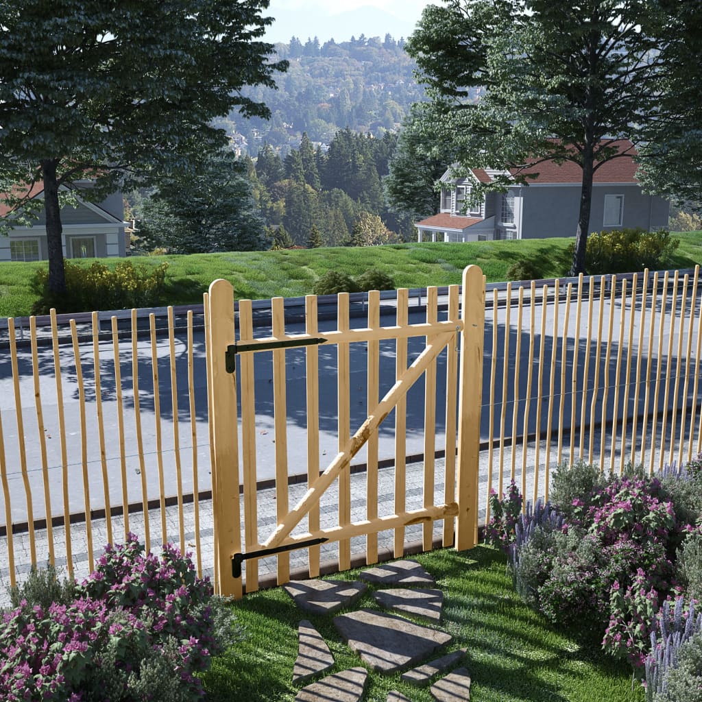 Berkfield Single Fence Gate Hazel Wood 100x120 cm
