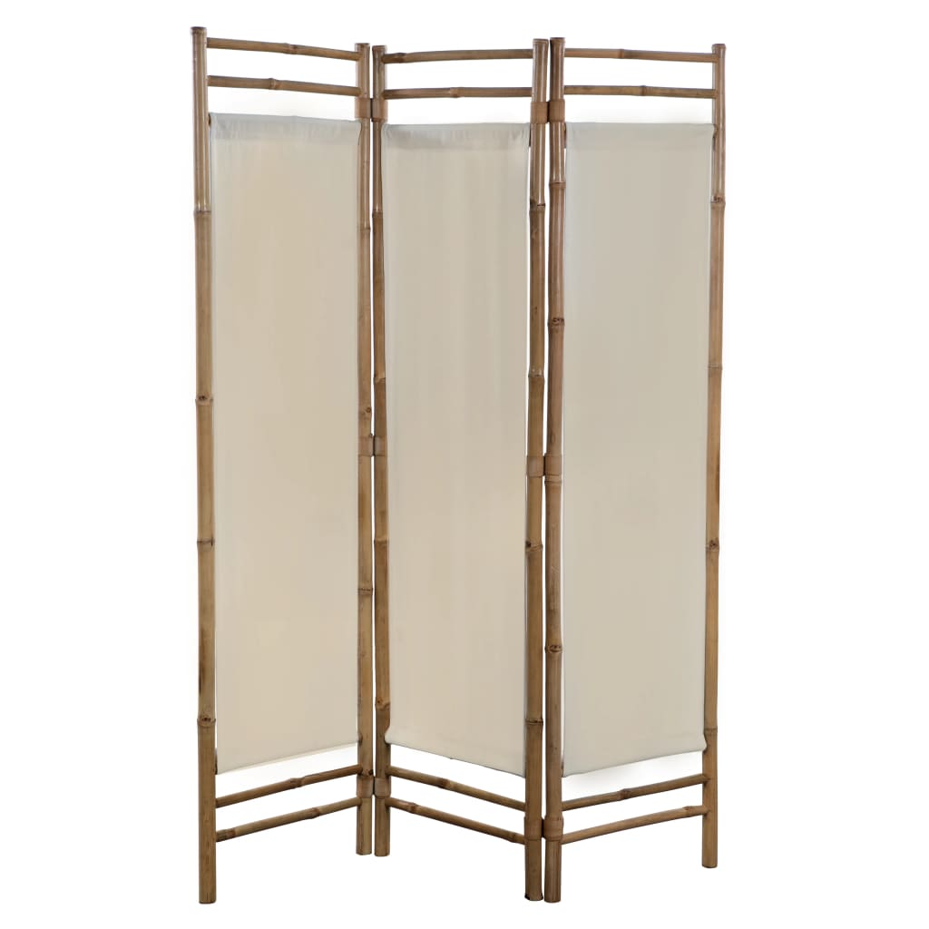 Berkfield Folding 3-Panel Room Divider Bamboo and Canvas 120 cm
