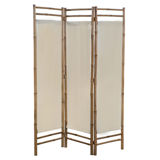Berkfield Folding 3-Panel Room Divider Bamboo and Canvas 120 cm