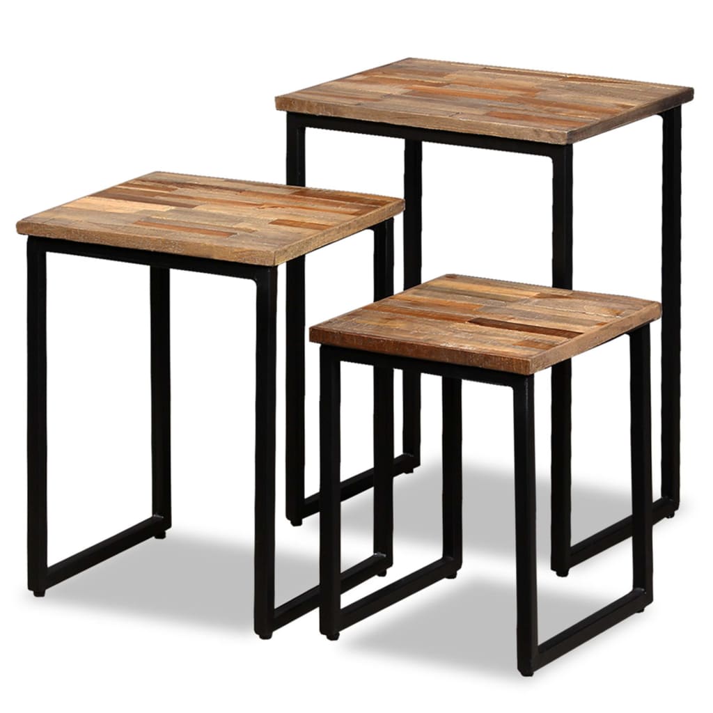 Berkfield Nesting Coffee Table Set 3 Pieces Solid Reclaimed Teak