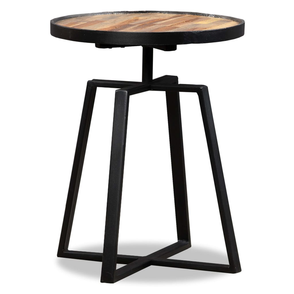 Berkfield Side Table Round Solid Reclaimed Teak