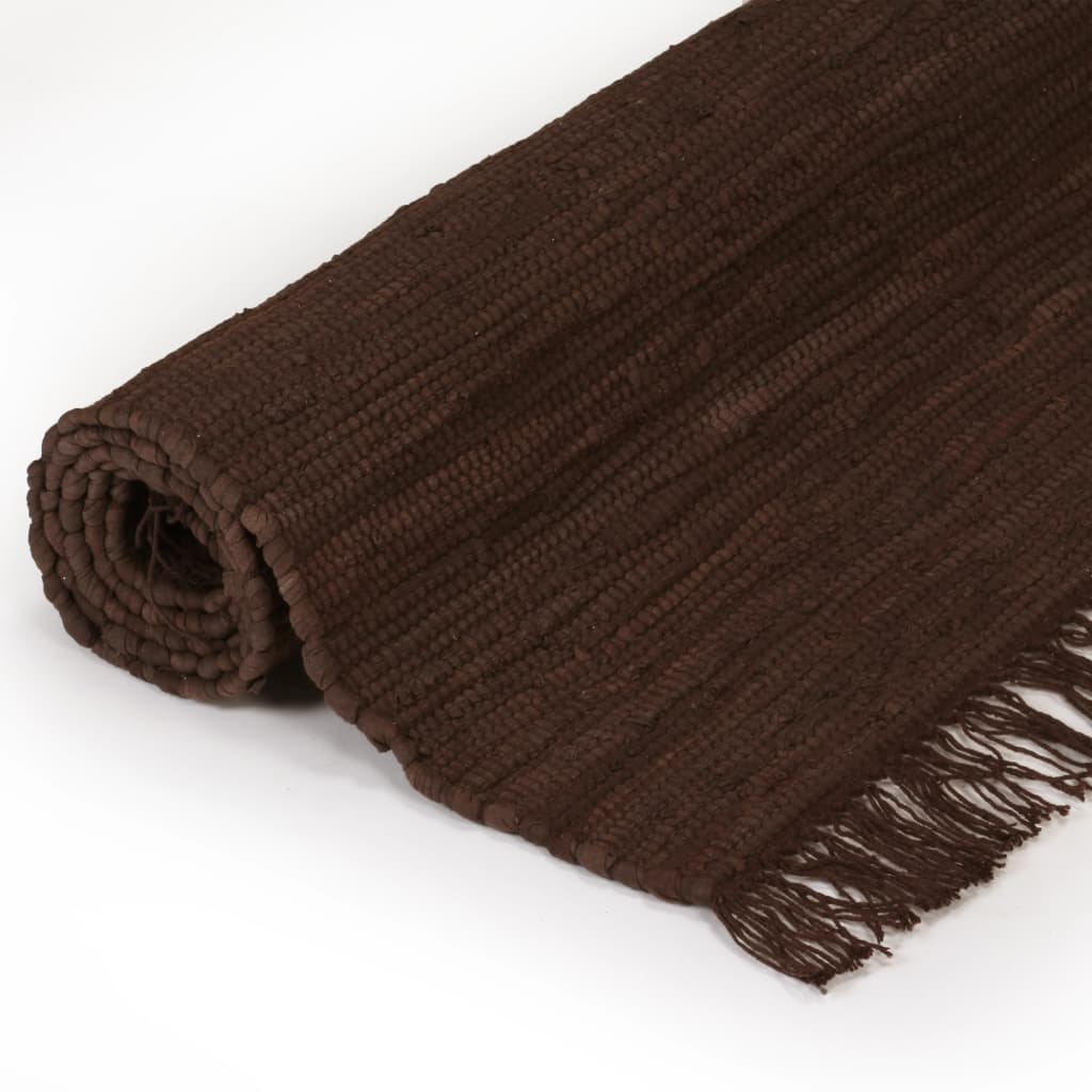 Berkfield Hand-woven Chindi Rug Cotton 160x230 cm Brown