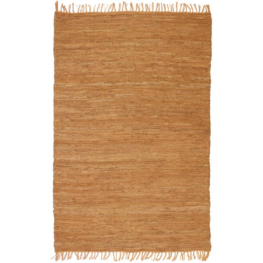 Berkfield Hand-woven Chindi Rug Leather 160x230 cm Tan