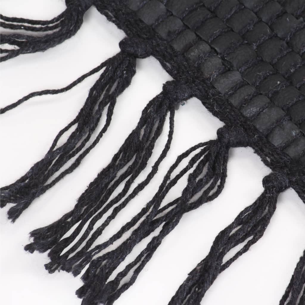 Berkfield Hand-woven Chindi Rug Leather 190x280 cm Black