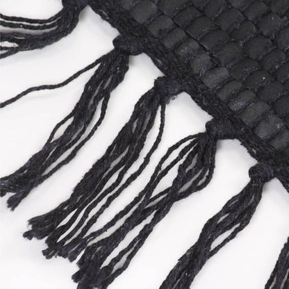 Berkfield Hand-woven Chindi Rug Leather 190x280 cm Black