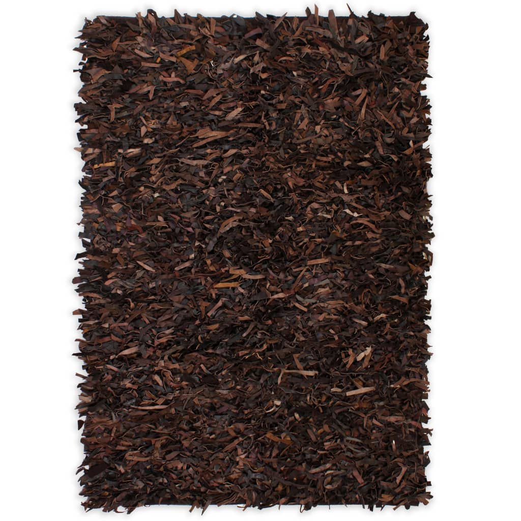 Berkfield Shaggy Rug Genuine Leather 80x160 cm Brown