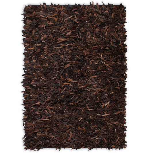 Berkfield Shaggy Rug Genuine Leather 80x160 cm Brown
