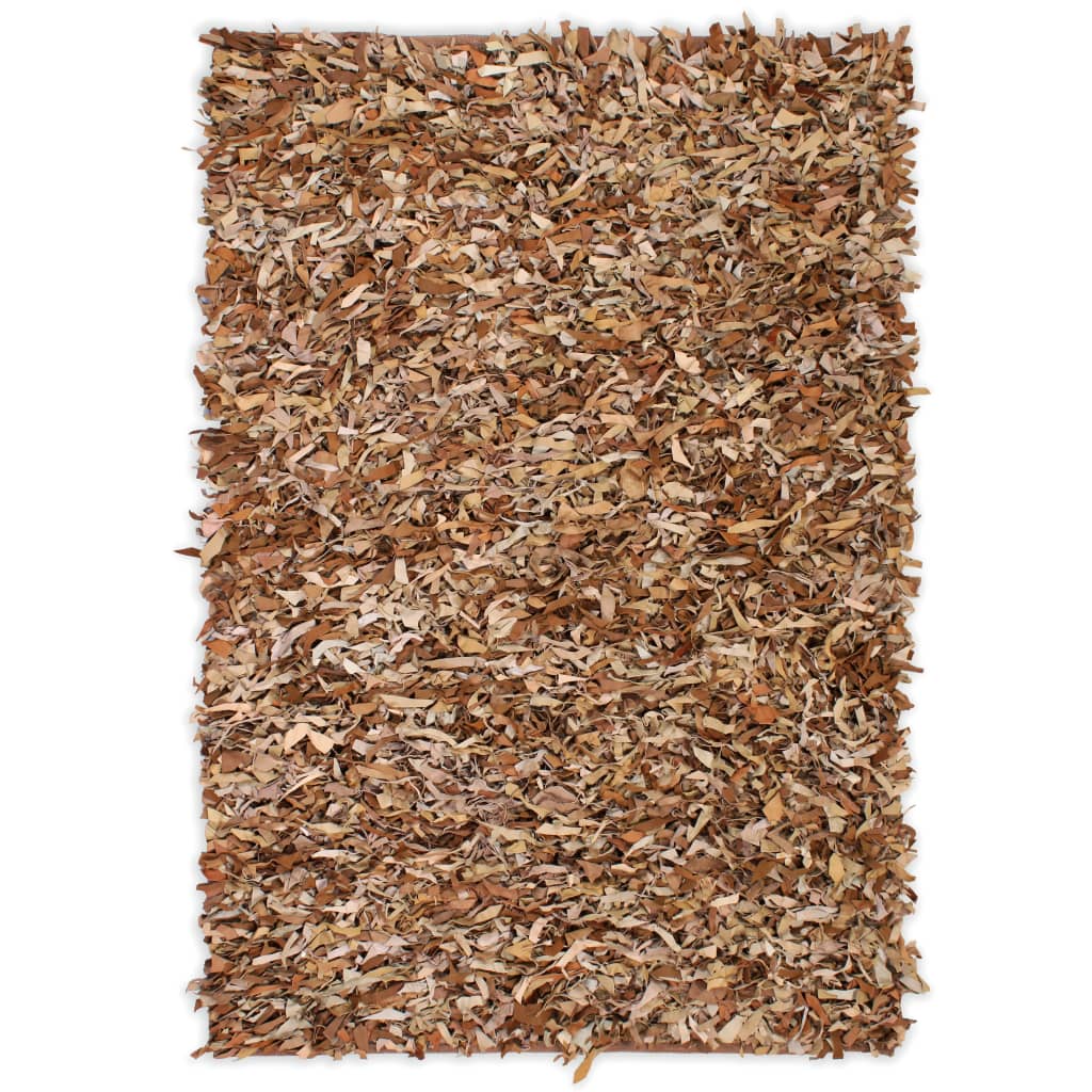 Berkfield Shaggy Rug Genuine Leather 160x230 cm Tan