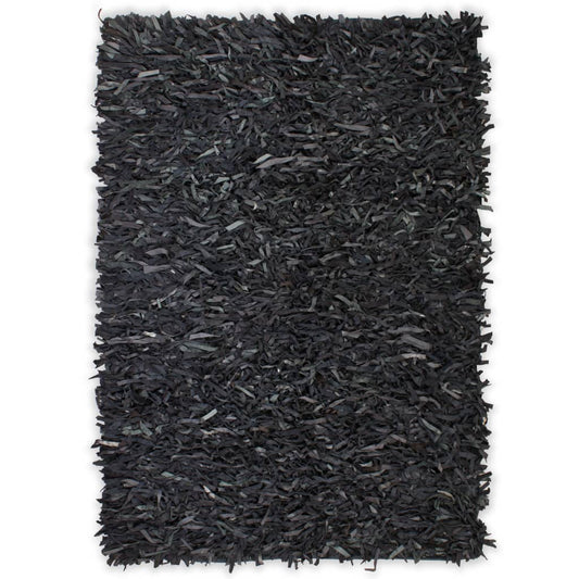 Berkfield Shaggy Rug Genuine Leather 80x160 cm Grey