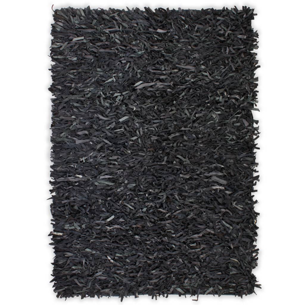 Berkfield Shaggy Rug Genuine Leather 160x230 cm Grey