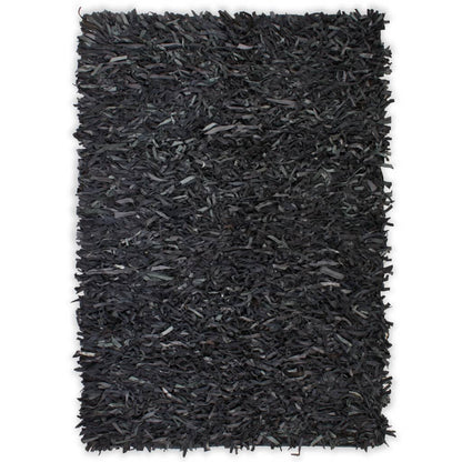 Berkfield Shaggy Rug Genuine Leather 160x230 cm Grey
