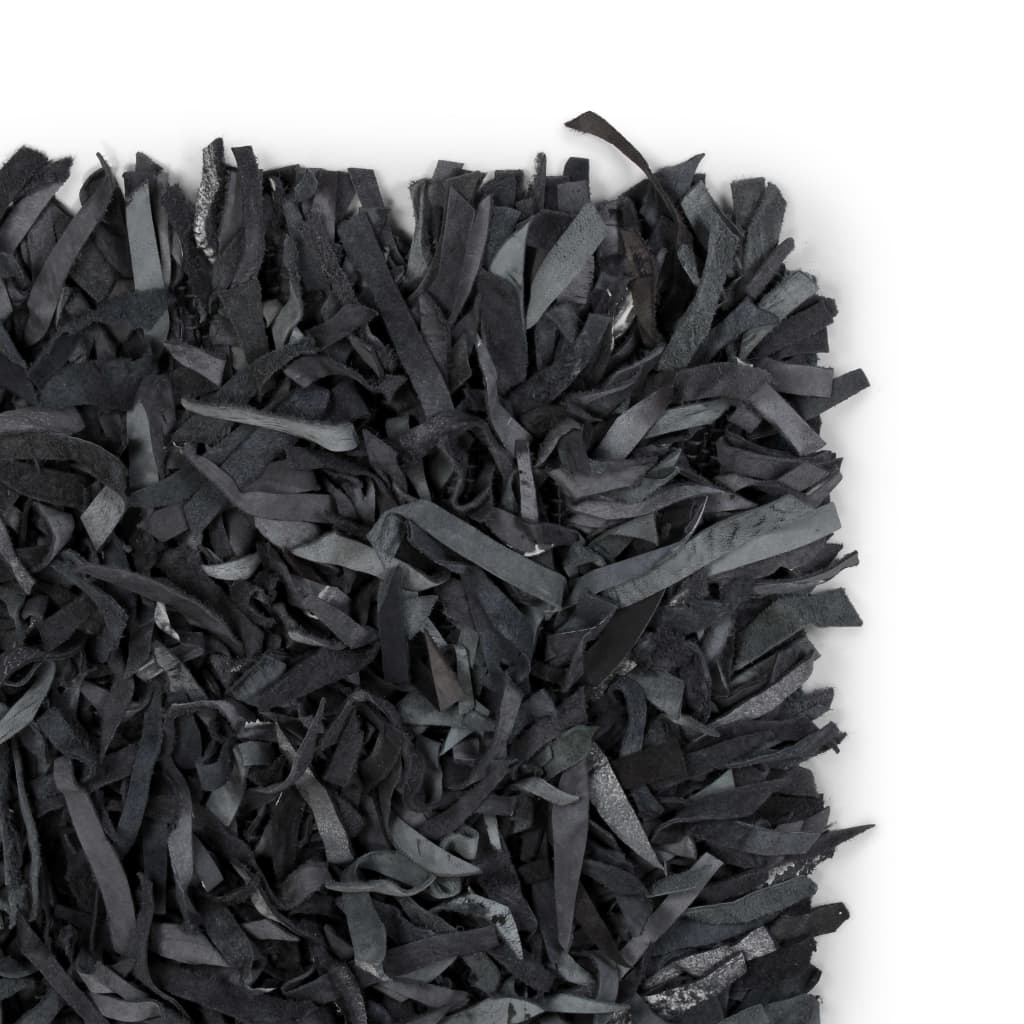 Berkfield Shaggy Rug Genuine Leather 160x230 cm Grey