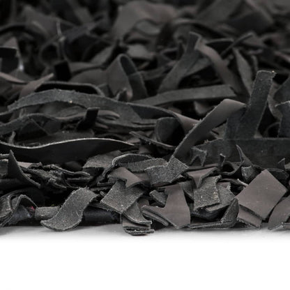 Berkfield Shaggy Rug Genuine Leather 160x230 cm Grey