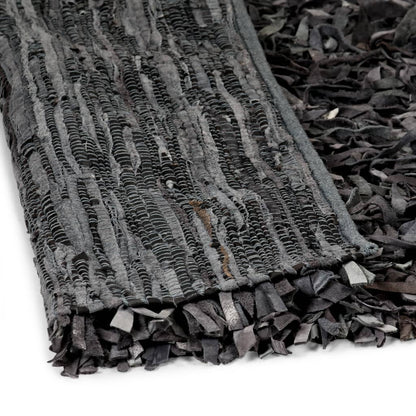 Berkfield Shaggy Rug Genuine Leather 160x230 cm Grey