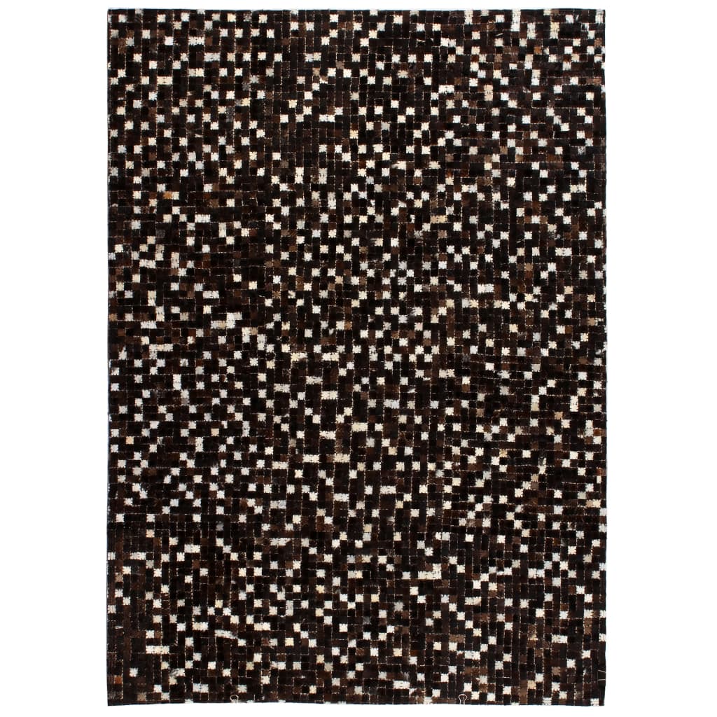 Berkfield Rug Genuine Leather Patchwork 80x150 cm Square Black/White