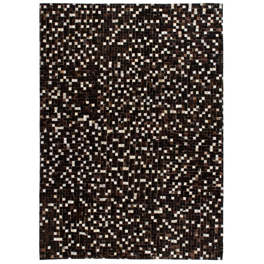Berkfield Rug Genuine Leather Patchwork 80x150 cm Square Black/White