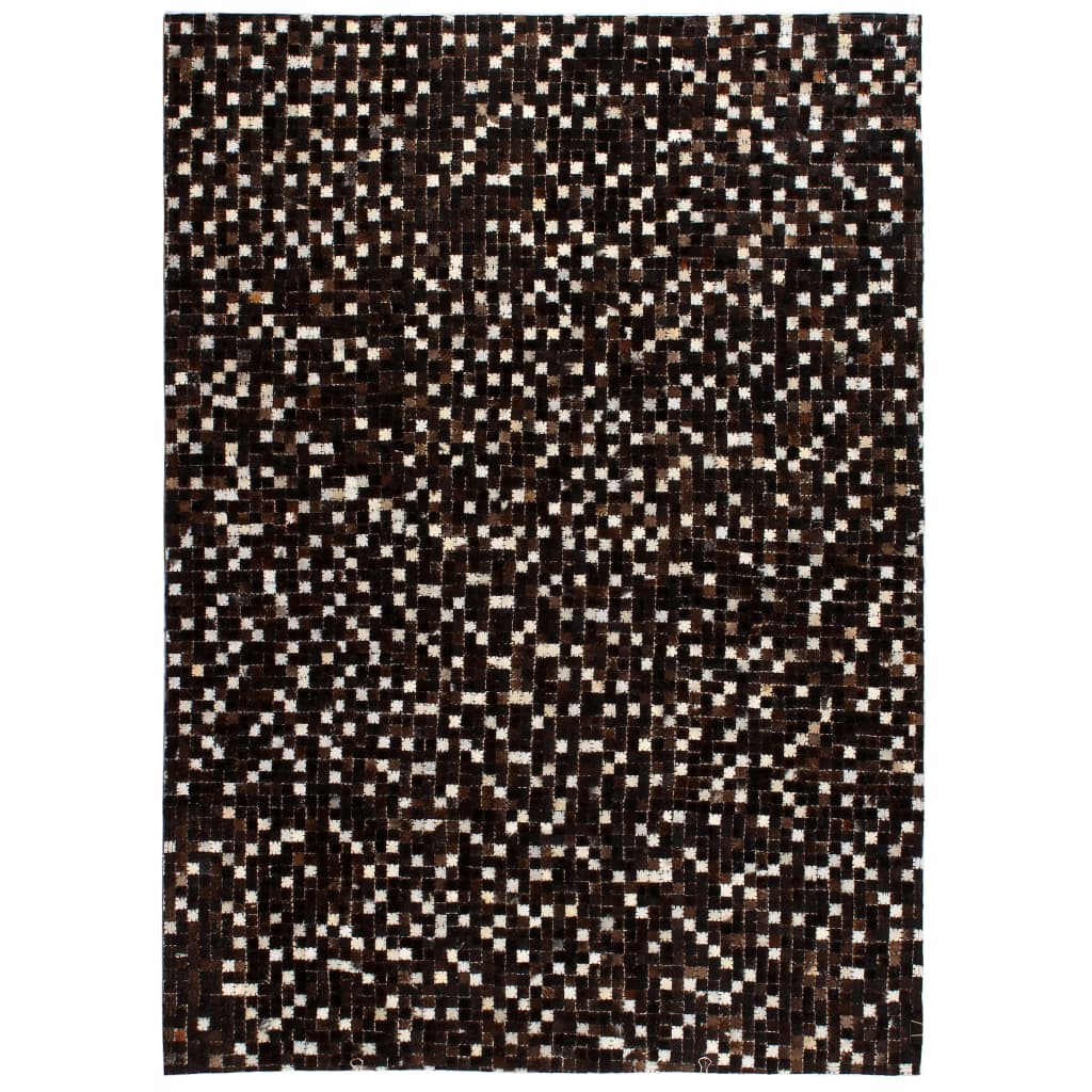 Berkfield Rug Genuine Leather Patchwork 160x230 cm Square Black/White