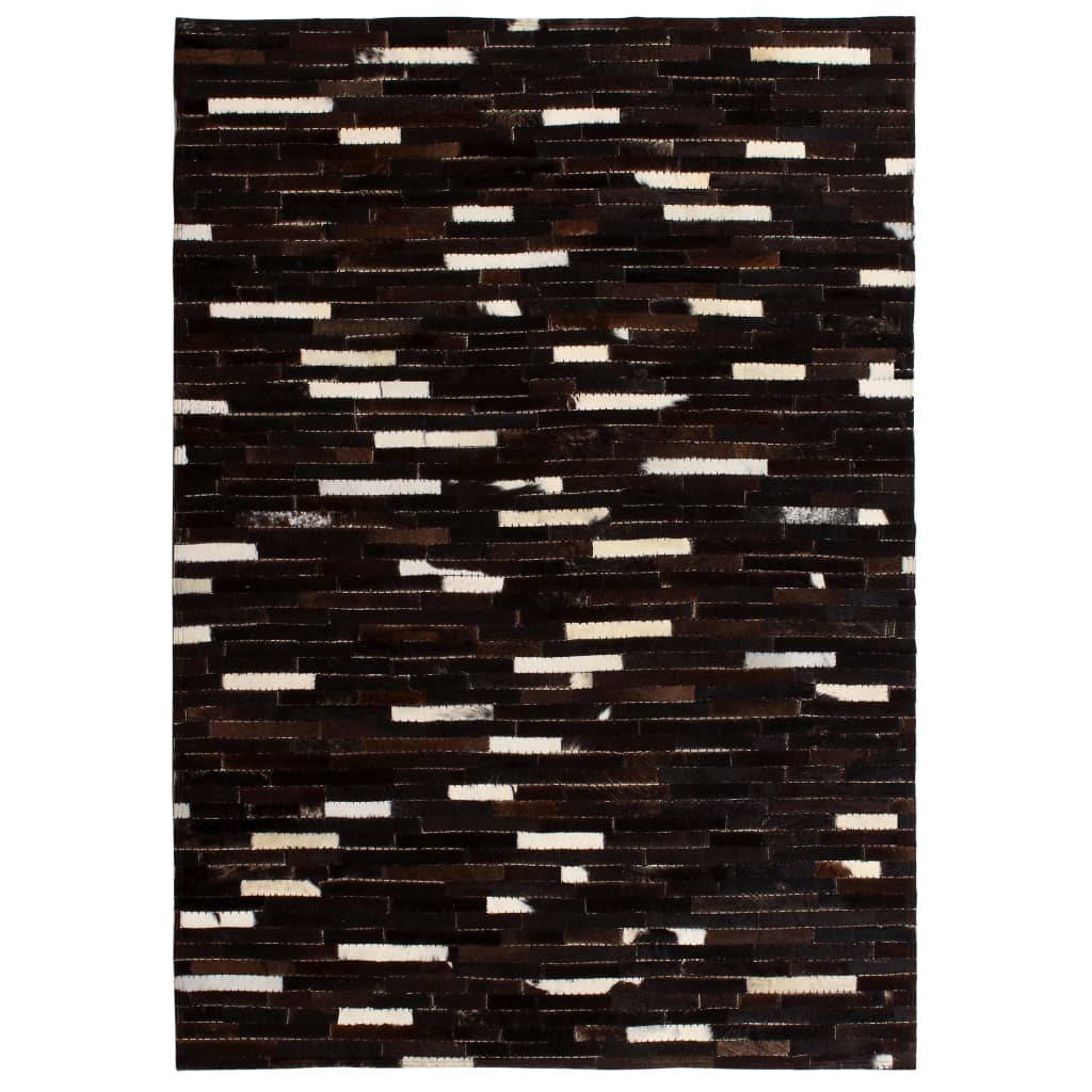 Berkfield Rug Genuine Leather Patchwork 80x150 cm Stripe Black/White