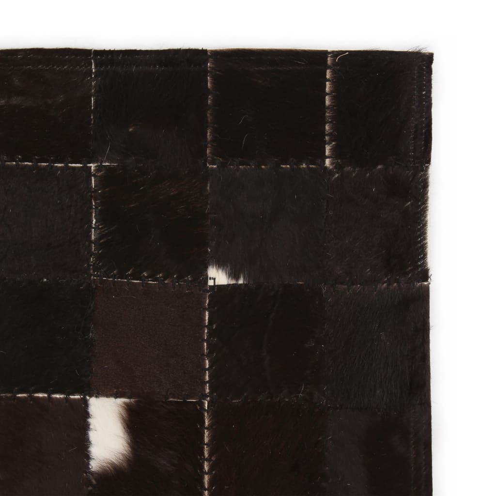 Berkfield Rug Genuine Leather Patchwork 80x150 cm Square Black/White