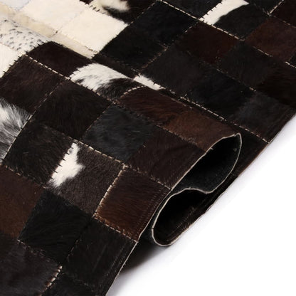 Berkfield Rug Genuine Leather Patchwork 80x150 cm Square Black/White
