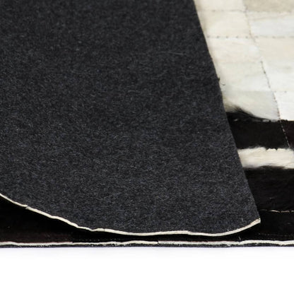 Berkfield Rug Genuine Leather Patchwork 80x150 cm Square Black/White