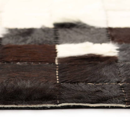 Berkfield Rug Genuine Leather Patchwork 80x150 cm Square Black/White